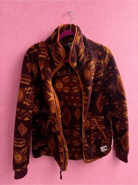 The North Face Women's Brown & Orange Patterned Teddy Jacket